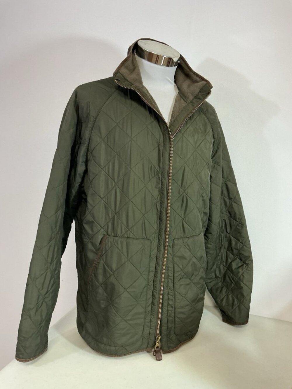 Polo Ralph Lauren Quilted Jacket Barn Coat Leather Trim Mens Large